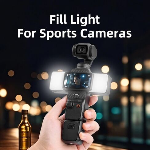 Magnetic Fill Light for DJI Osmo Pocket3, Fill Light for Action 5 Pro Action Camera Lighting Accessories, Magnetic Mount Compatible with DJI Pocket 3/Osmo Mobile 7P/7/6 Accessories (White) in Kuwait