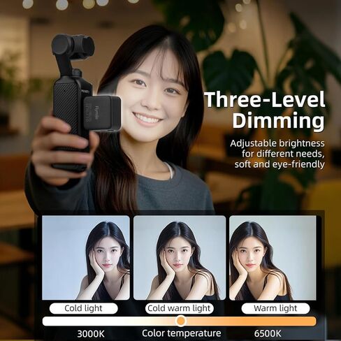 Magnetic Fill Light for DJI Osmo Pocket3, Fill Light for Action 5 Pro Action Camera Lighting Accessories, Magnetic Mount Compatible with DJI Pocket 3/Osmo Mobile 7P/7/6 Accessories (White) in Kuwait