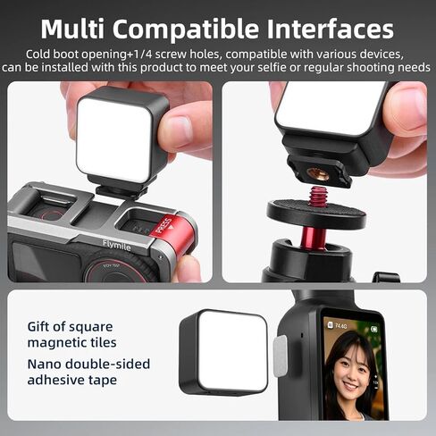 Magnetic Fill Light for DJI Osmo Pocket3, Fill Light for Action 5 Pro Action Camera Lighting Accessories, Magnetic Mount Compatible with DJI Pocket 3/Osmo Mobile 7P/7/6 Accessories (White) in Kuwait
