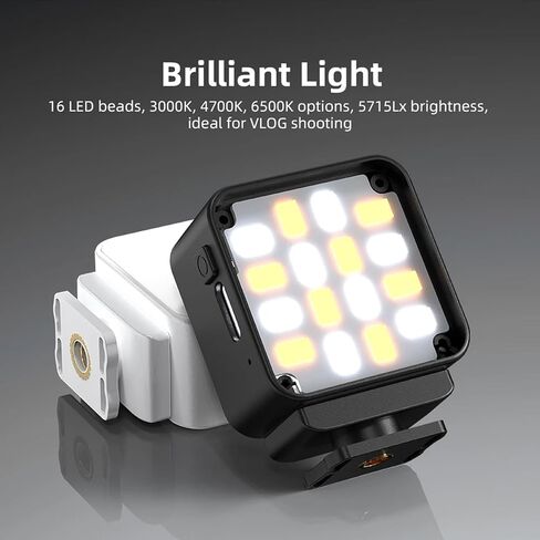 Magnetic Fill Light for DJI Osmo Pocket3, Fill Light for Action 5 Pro Action Camera Lighting Accessories, Magnetic Mount Compatible with DJI Pocket 3/Osmo Mobile 7P/7/6 Accessories (White) in Kuwait