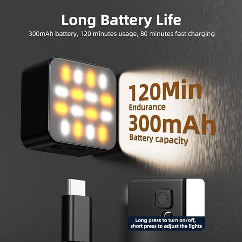 Magnetic Fill Light for DJI Osmo Pocket3, Fill Light for Action 5 Pro Action Camera Lighting Accessories, Magnetic Mount Compatible with DJI Pocket 3/Osmo Mobile 7P/7/6 Accessories (White) in Kuwait