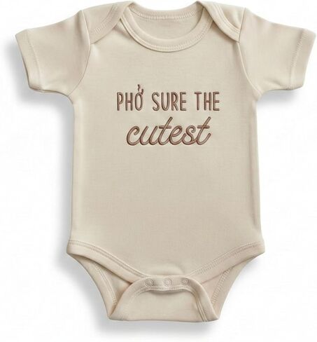 Embroidered Pho Sure The Cutest Baby Bodysuit, Cute Funny Humor Vietnamese, Baby First Year, Vietnamese Gift, E11 in Kuwait