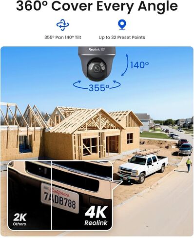 كاميرا أمان خلوية REOLINK 4K 4G LTE، تتبع تلقائي 360 درجة مع كشف الذكاء الاصطناعي الذكي، 8 ميجابكسل تعمل بالطاقة الشمسية/البطارية، رؤية ليلية ملونة، تخزين محلي، بطاقة SIM متضمنة، إصدار Go PT Ultra-Grey محدث. in Kuwait