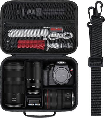 حقيبة حمل Elonbo متوافقة مع كاميرا Sony Alpha a6000/ a6100/ a6300/ a6400/ a6500/ a6600/ a6700/ Sony Alpha 7 II III IV/7R V الرقمية بدون مرآة، وكاميرا تسجيل فيديو وعدسة حقيبة سفر صلبة، أسود in Kuwait