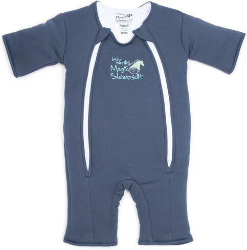 منتج انتقال قماط الأطفال القطني من Magic Sleepsuit Baby Merlin - تصميم ناعم ومريح، سحاب مزدوج لتغيير الحفاضات بسهولة، يعزز النوم الآمن، 3-6 أشهر - أزرق داكن - صغير (12-18 رطلاً) in Kuwait