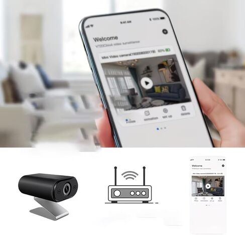 Compact Wireless WiFi Security Camera, USB-Powered Indoor Home Monitoring Camera with Motion Detection, Night Vision & Smartphone Alerts, Lens, Modern Stylish Design in Kuwait