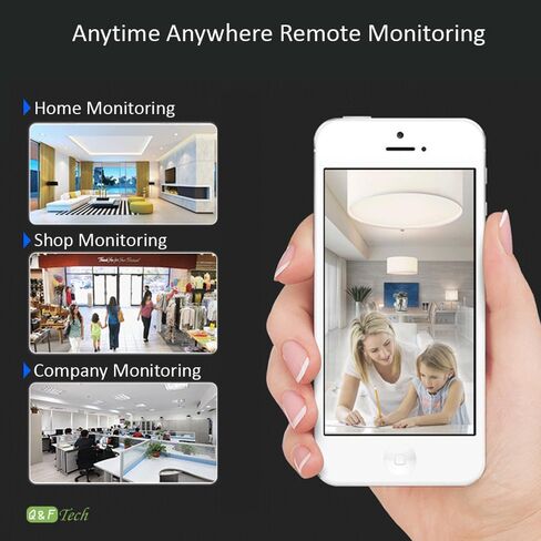 Q&F Tech V380Pro Mini WiFi Wireless HD Video Camera with Audio for Home Security, Small Smart Dome Camera, Night Vision, Motion Detection, Security Surveillance System, Cloud &TF Card Available in Saudi Arabia