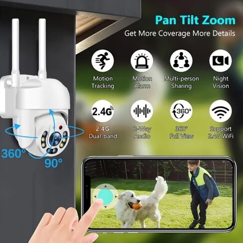 1080p Outdoor Security Cameras Wireless WiFi Surveillance Cameras for Home Security with 2-Way Voice 360° Panorama in Kuwait