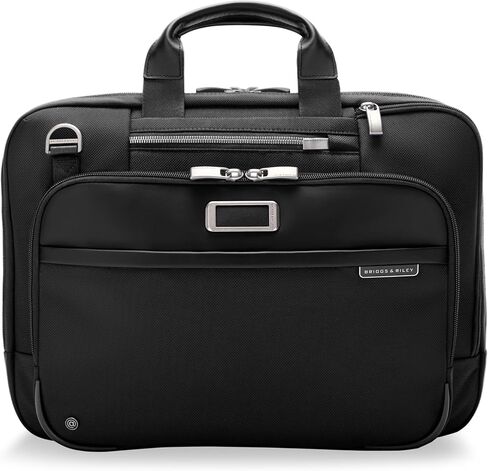 Briggs & Riley Large Expandable Briefcase - Laptop Bag for Work & Travel, Briefcases for Men & Women, Includes Shoulder Strap, Self-Repairing Zipper, Fits up to 17" Computer - @work Collection, Black in Saudi Arabia