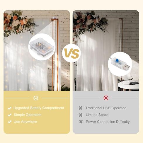 EMART White 10x10ft Tulle Backdrop Curtains with Lights String,Sheer Backdrop Curtains for Wedding, Baby Shower,Photoshoot, Birthday Party Decoration in Saudi Arabia