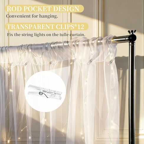 EMART White 10x10ft Tulle Backdrop Curtains with Lights String,Sheer Backdrop Curtains for Wedding, Baby Shower,Photoshoot, Birthday Party Decoration in Saudi Arabia