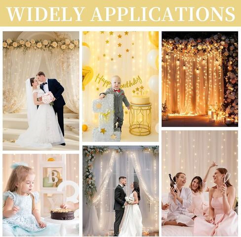 EMART White 10x10ft Tulle Backdrop Curtains with Lights String,Sheer Backdrop Curtains for Wedding, Baby Shower,Photoshoot, Birthday Party Decoration in Saudi Arabia