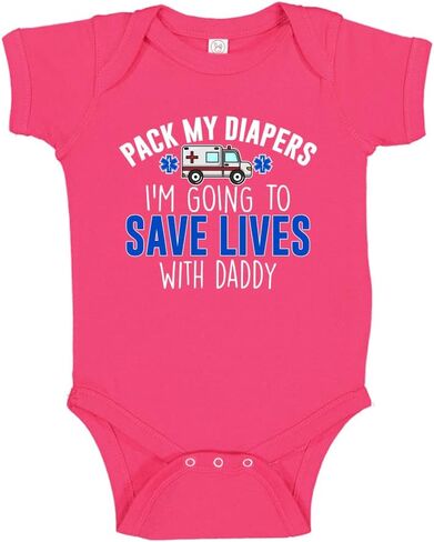 I'm Going to Save Lives with Daddy EMT or Paramedic Baby One Piece Or Toddler T-Shirt Ambulance Baby Clothes in Saudi Arabia