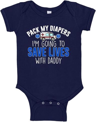 I'm Going to Save Lives with Daddy EMT or Paramedic Baby One Piece Or Toddler T-Shirt Ambulance Baby Clothes in Saudi Arabia