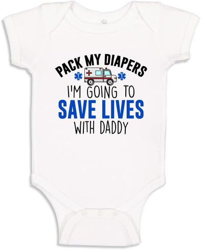 I'm Going to Save Lives with Daddy EMT or Paramedic Baby One Piece Or Toddler T-Shirt Ambulance Baby Clothes in Saudi Arabia