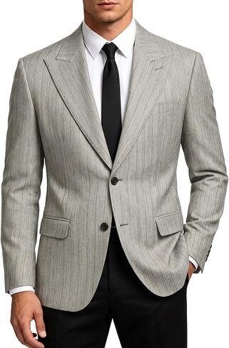 Cloudstyle Men's Pinstripe Blazer Formal Suit Jacket Peak Lapel Regular Fit Sport Coat in Saudi Arabia