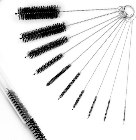 Straw Cleaner Brush, 10PCS 8.2 Inch Reusable Metal Handles Nylon Bristles Cleaning Brushes Set, Long Straw Brush for Water Bottle, Sippy Cup and Tubes(White) in Kuwait
