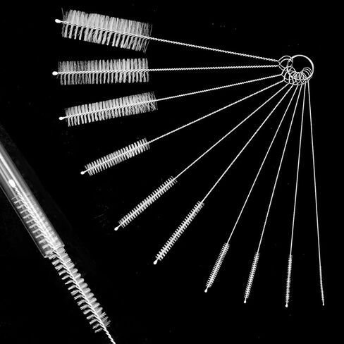 Straw Cleaner Brush, 10PCS 8.2 Inch Reusable Metal Handles Nylon Bristles Cleaning Brushes Set, Long Straw Brush for Water Bottle, Sippy Cup and Tubes(White) in Saudi Arabia