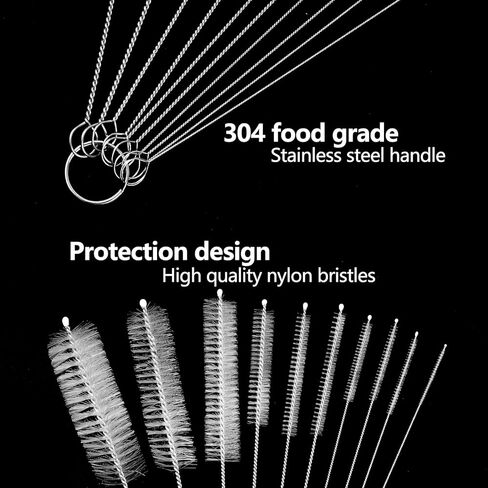 Straw Cleaner Brush, 10PCS 8.2 Inch Reusable Metal Handles Nylon Bristles Cleaning Brushes Set, Long Straw Brush for Water Bottle, Sippy Cup and Tubes(White) in Saudi Arabia