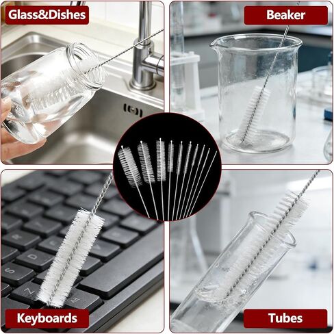 Straw Cleaner Brush, 10PCS 8.2 Inch Reusable Metal Handles Nylon Bristles Cleaning Brushes Set, Long Straw Brush for Water Bottle, Sippy Cup and Tubes(White) in Saudi Arabia