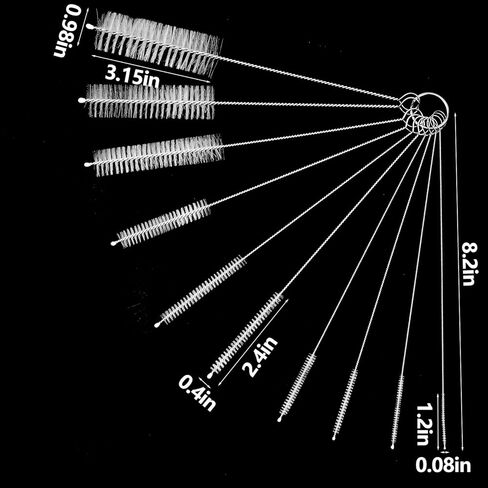 Straw Cleaner Brush, 10PCS 8.2 Inch Reusable Metal Handles Nylon Bristles Cleaning Brushes Set, Long Straw Brush for Water Bottle, Sippy Cup and Tubes(White) in Saudi Arabia