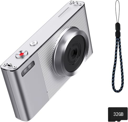Digital Camera, Camera for Kids, UHD 4K 72MP Point and Shoot Digital Cameras with 32GB Memory Card and 16X Digital Zoom Anti Shake, Compact Portable Small Gift for Boys Girls Students Silver in Kuwait