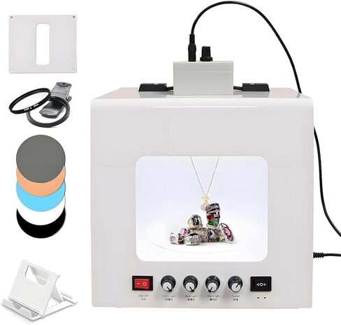 Jewelry Photography Box Kit-Supports Hanging Or Placing with 4pcs Light Fill Light|Adjustable Brightness,Mini Photo Studio Softbox Customizable Speed & Color Temperature (TB20) in Saudi Arabia