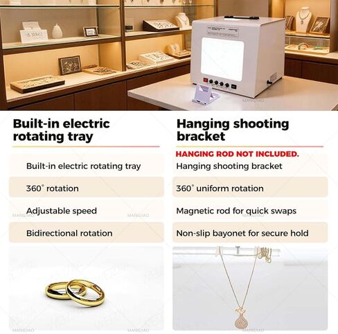 Professional Jewelry Photography Box Kit-Supports Hanging Or Placing-360° Electric Rotating, 3000-5500K Adjustable Brightness,Mini Photo Studio Softbox with Accessories (TB20) in Saudi Arabia