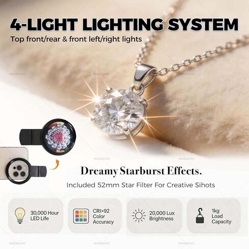 Professional Jewelry Photography Box Kit-Supports Hanging Or Placing-360° Electric Rotating, 3000-5500K Adjustable Brightness,Mini Photo Studio Softbox with Accessories (TB20) in Saudi Arabia