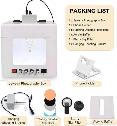 Professional Jewelry Photography Box Kit-Supports Hanging Or Placing-360° Electric Rotating, 3000-5500K Adjustable Brightness,Mini Photo Studio Softbox with Accessories (TB20) in Saudi Arabia
