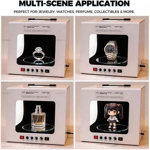 Professional Jewelry Photography Box Kit-Supports Hanging Or Placing-360° Electric Rotating, 3000-5500K Adjustable Brightness,Mini Photo Studio Softbox with Accessories (TB20) in Saudi Arabia