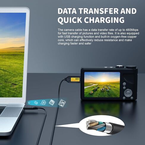 شاحن USB وكابل بيانات لكاميرا سامسونج الرقمية المتوافقة مع سامسونج PL20، PL50، PL100، PL120، PL150، PL170، PL200، PL210، WB210، ST65، ST90، L100 كاميرا رقمية، 5 أقدام in Kuwait