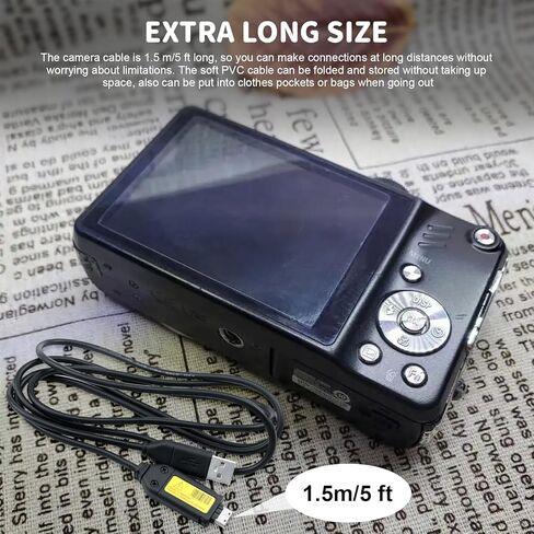 شاحن USB وكابل بيانات لكاميرا سامسونج الرقمية المتوافقة مع سامسونج PL20، PL50، PL100، PL120، PL150، PL170، PL200، PL210، WB210، ST65، ST90، L100 كاميرا رقمية، 5 أقدام in Kuwait