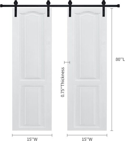 Dual CNC Crafted Modern Door 3/4" Thick 30 in. x 80 in. MDF White Barn Sliding Door with Hardware kit in Kuwait