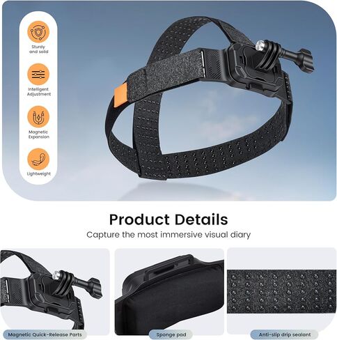 STARTRC PHOTO Magnetic Camera Head Mount for DJI, Quick Release Head Mount for DJI Action 6, Anti-Slip Stable Adjustable Head Strap for Osmo Action Cameras in Kuwait