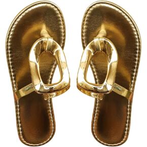 OYOANGLE Women's Metallic Thong Sandals Open Toe Flip Flops Beach Summer Shoes in Kuwait