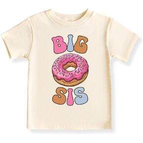 تي شيرت Big Sister Donut Tee Sister Baby، تي شيرت للأطفال والصغار - تي شيرت لطيف للفتيات Big Sister Surprise in Kuwait