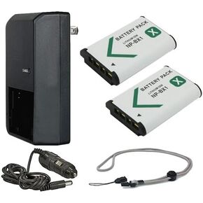 High Capacity Batteries (2 Units) Compatible with Sony Cyber-Shot DSC-RX100 III + AC/DC Charger + Krusell Lanyard Strap (Black Finish) in Kuwait
