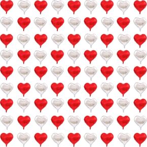 80Pcs 5inch Mini Heart Foil Balloons Pink Silver Heart Balloons for Valentines Day Graduation Wedding Bridal Shower Anniversary Engagement Marriage Party Decorations Supplies.（cannot float） in Saudi Arabia