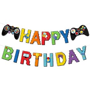 Video Game Controller Birthday Banner Video Gameing Theme Party Decorations Happy Birthday Banner Garland Signs for Kids Video Party Supplies Game On Birthday Party Decorations in Saudi Arabia