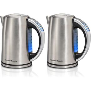 Hamilton Beach 41020R 1.7 Liter Variable Temperature Electric Kettle for Tea and Hot Water, Cordless, Keep Warm, LED Indicator, Auto-Shutoff and Boil-Dry Protection, Stainless Steel in Kuwait