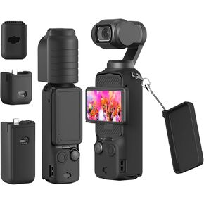 حافظة سيليكون متقدمة ممتصة للصدمات للجيب 3، غطاء واقٍ لكامل الجسم متوافق مع ملحقات DJI OSMO Pocket 3 مع قبضة معززة، وغطاء عدسة مضاد للخدش وحزام معصم، وردي in Kuwait
