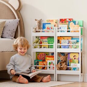 رف كتب للأطفال من HAVLOTII - رف كتب مكون من 6 طبقات مثبت على الحائط لغرف الأطفال، رف كتب خلف الباب للطفل/الطفل الصغير، رف كتب جداري بزاوية 15 بوصة لغرفة النوم/الحضانة، منظم للألعاب والكتب in Kuwait