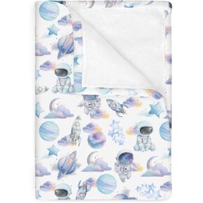 Watercolor Outer Space Baby Blankets for Boy Girl Cute Astronaut Rocket Planet Moon Soft Flannel Nursery Bed Blanket for Infant Toddler Crib Pastel Cosmos Swaddle Receiving Blanket Pink 30x40inch in Kuwait