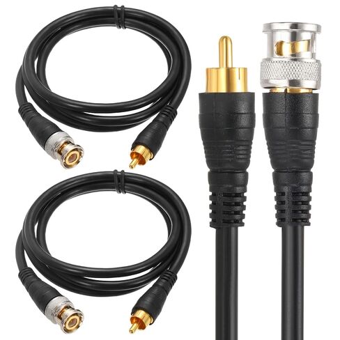 MECCANIXITY BNC ذكر إلى RCA كابل محوري ذكر 16-1/2FT 75 أوم سلك كابل الكاميرا لكاميرا DVR CCTV ونظام مراقبة الفيديو (أسود قطعتان in Kuwait