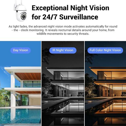 تطبيق Ease Life، كاميرا WiFi 1080P، مقاومة للماء، رؤية ليلية ملونة، تتبع الحركة، كاميرا أمان داخلية وخارجية، Y108، قطعة واحدة in Kuwait