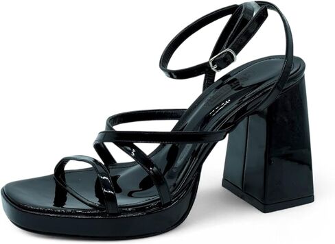Gemmify Women's Sandals – Elegant Dress Shoes with Comfortable Platform – Stylish Heels for Office, Events, and Special Occasions - Fashion Black in Kuwait