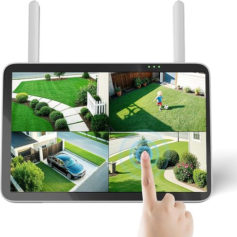نظام أمان Hiseeu 10CH 8MP NVR، شاشة لمس IPS 10 بوصة، مسجل فيديو شبكة H.265 مع مخرج صوت، محادثة ثنائية الاتجاه، دعم بحد أقصى 8 تيرابايت HDD وبطاقة SD 256 جيجابايت والتخزين السحابي، الوصول عن بعد in Kuwait