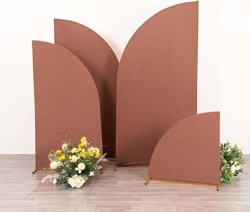 Efavormart Set of 4 Terracotta Spandex Half Moon Arch Covers, Custom Fit Chiara Backdrop Slipcovers 2.5ft-7ft for Earthy Boho Weddings and Desert Events in Kuwait