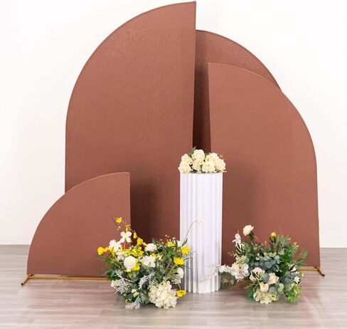 Efavormart Set of 4 Terracotta Spandex Half Moon Arch Covers, Custom Fit Chiara Backdrop Slipcovers 2.5ft-7ft for Earthy Boho Weddings and Desert Events in Kuwait